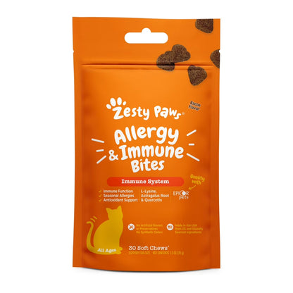 Allergy & Immune Bites for Cats, Seasonal Allergy Relief, Bacon 30Ct
