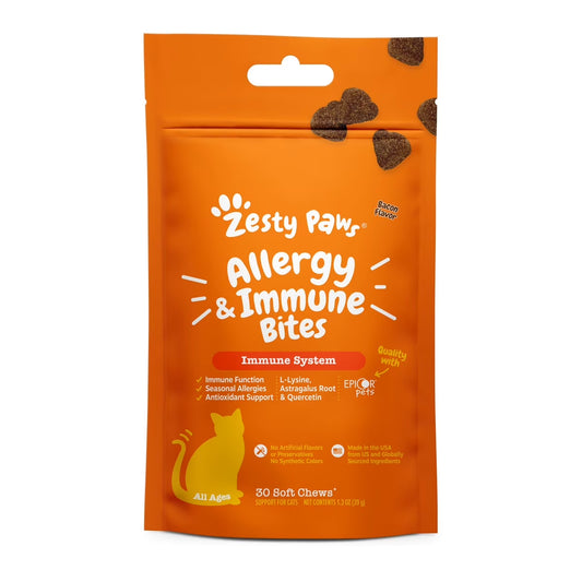 Allergy & Immune Bites for Cats, Seasonal Allergy Relief, Bacon 30Ct