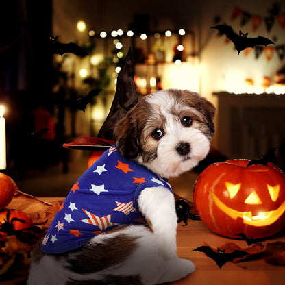 6 Pieces Holiday Dog Shirt Halloween Dog Clothes Fall Thanksgiving Pet Outfit Costumes Seasonal Puppy Festival Vests Apparel Pet Tank Top Tees for Dogs Cats Christmas(M (Fit 5-7Lbs))