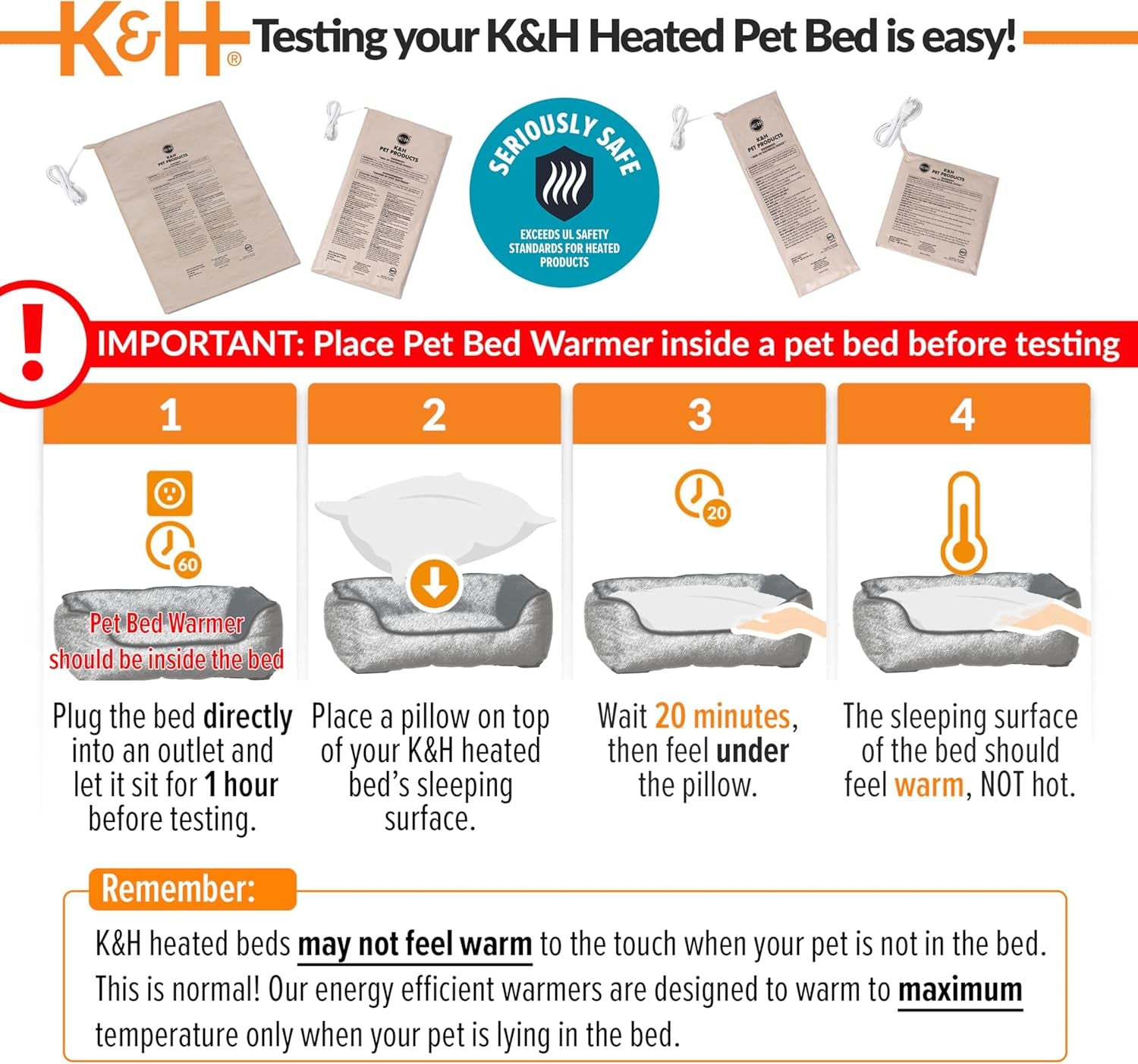 Pet Bed Warmer, Turn Any Pet Bed into a Heated Cat or Dog Bed, Waterproof Indoor Heated Warming Pad Insert, Automatic Temperature, Safety Listed - Extra-Large 25.5 X 15.75In Tan