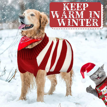 4 Pieces Christmas Dog Sweaters - Holiday Puppy Snow Elk Reindeer Snowman Elf Winter Knitwear Warm Clothes Funny Party Cosplay Dress for Small to Medium Dogs Cats (Medium)