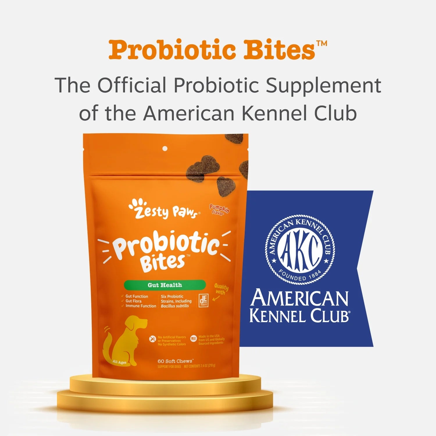 Probiotic Bites for Dogs, Pumpkin Flavor, 60 Count