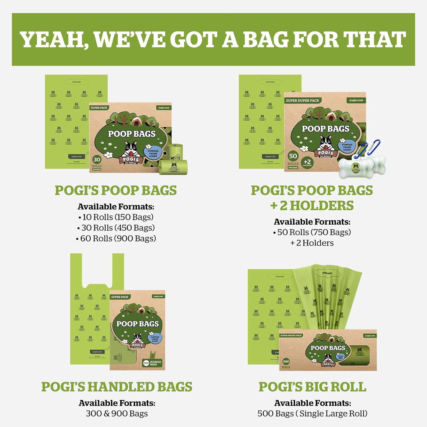 Pogi’S Dog Poop Bags with Handles – Extra-Thick, Leak-Proof, Large, Fresh Scent, 300-Count