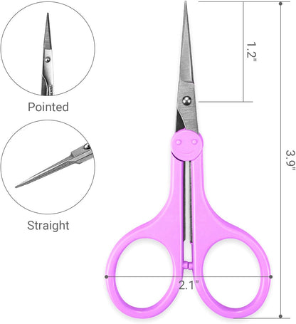 Eyebrow Scissors, Small Scissors for Facial, Nose, Eyebrow, Mustache, and Beard Hair Trimming & Grooming, Straight Edge, Purple Long Cap