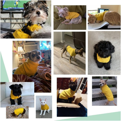 Small Dog Sweaters Knitted Pet Cat Warm Dog Sweatshirt Winter Clothes Kitten Puppy Sweater (Small,Yellow)