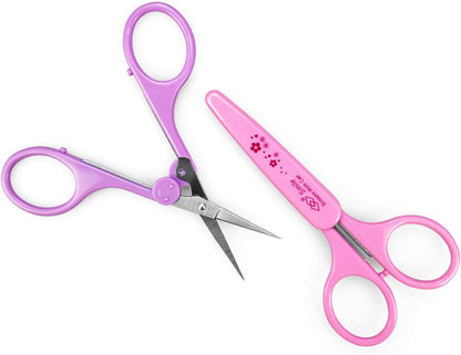 Eyebrow Scissors, Small Scissors for Facial, Nose, Eyebrow, Mustache, and Beard Hair Trimming & Grooming, Straight Edge, Purple Long Cap