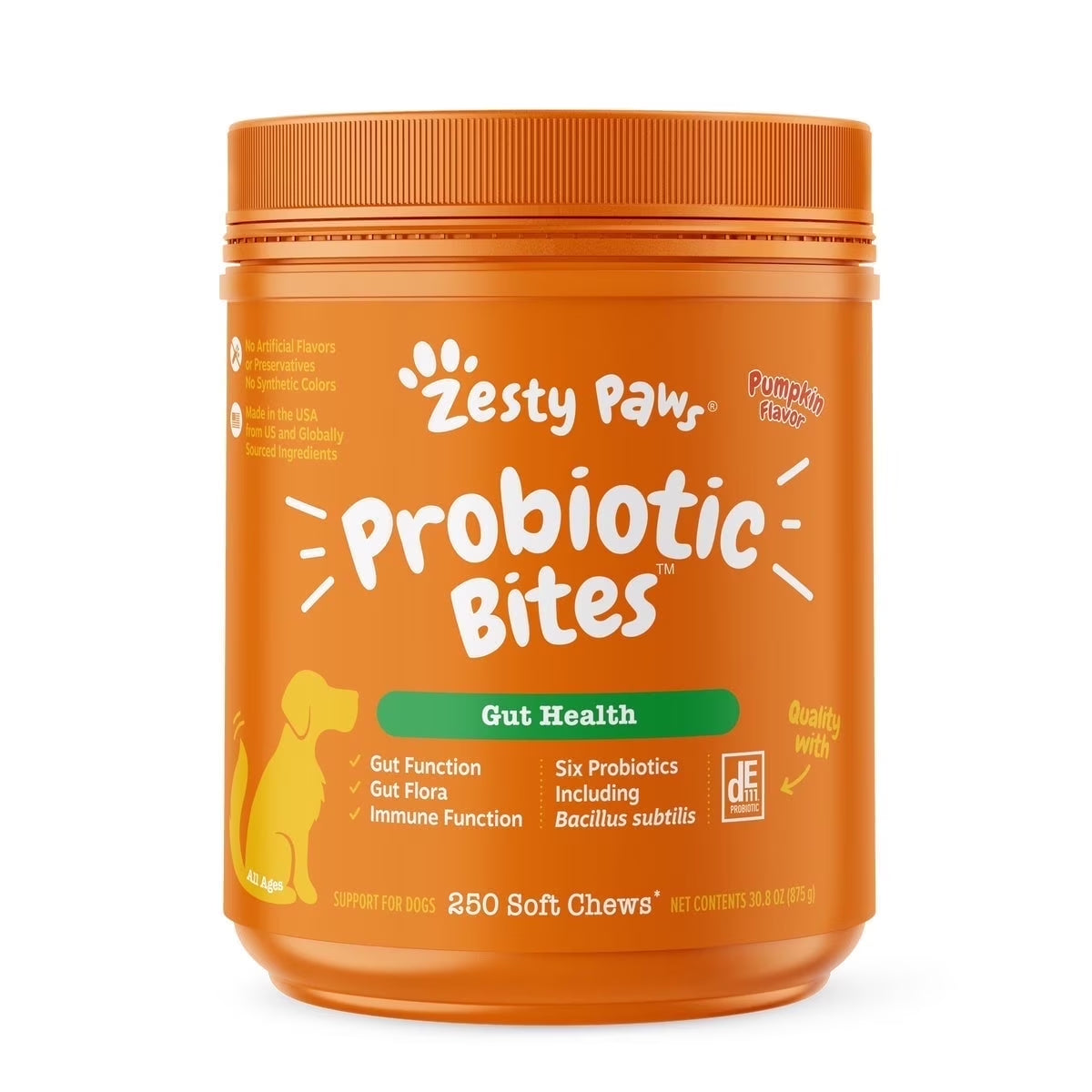 Probiotic Bites for Dogs, for Gut Health, Pumpkin 250Ct