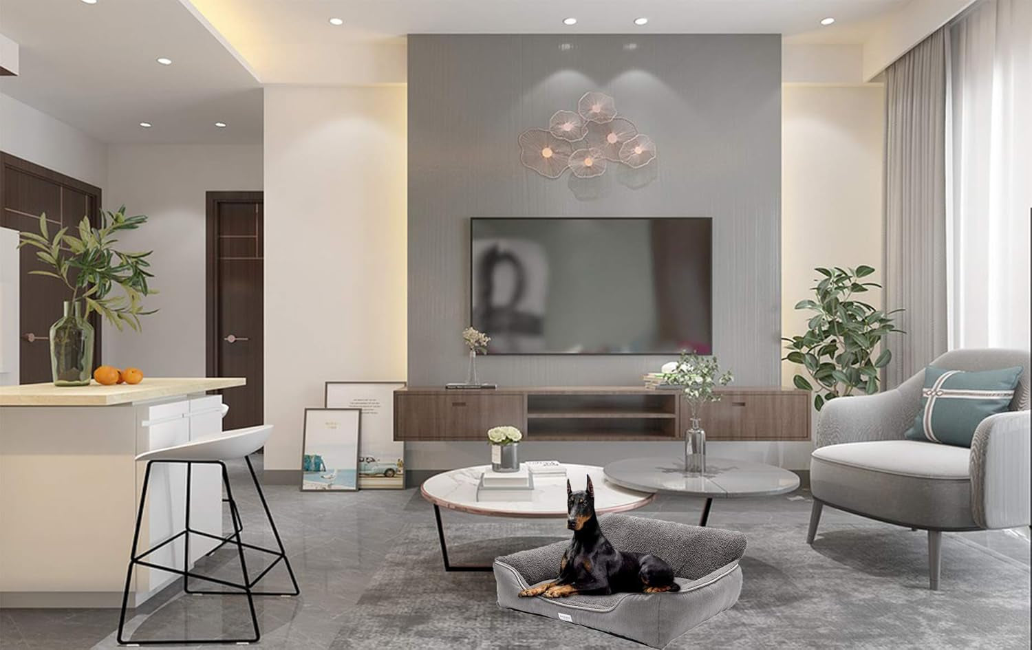 Rectangle Dog Bed Dog Beds for Small Dog Medium Dog Large Dog Washable Sleep Warm Dog Bed with Anti-Slip Bottom (X-Large, Grey)