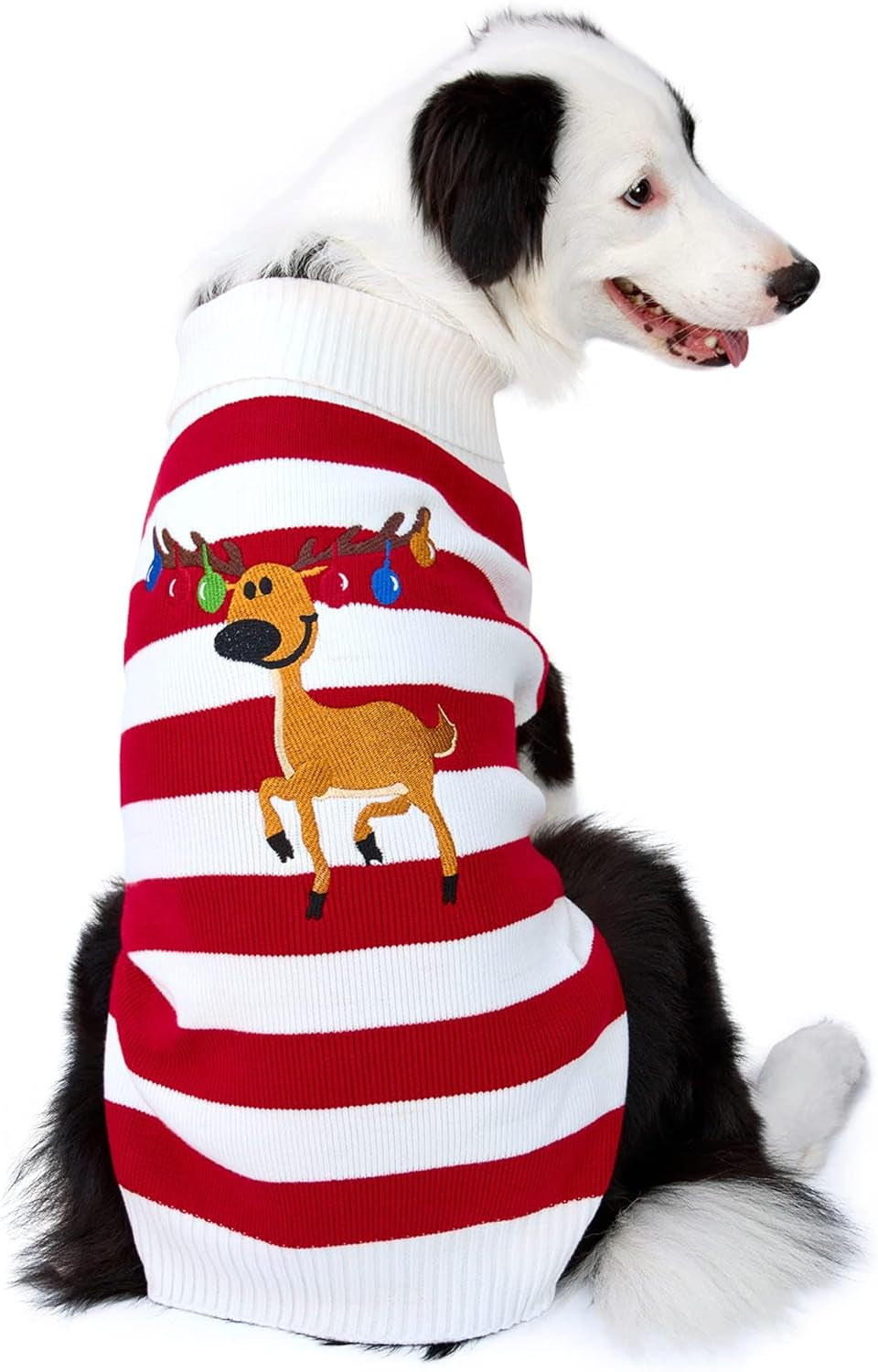 Dog Sweater Pet Christmas Elk Bells Sweaters Halloween Reindeer for Small Dog and Cat (M, Red)