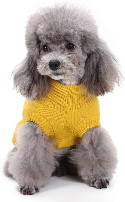 Small Dog Sweaters Knitted Pet Cat Warm Dog Sweatshirt Winter Clothes Kitten Puppy Sweater (Small,Yellow)