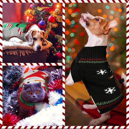 4 Pieces Christmas Dog Sweaters - Holiday Puppy Snow Elk Reindeer Snowman Elf Winter Knitwear Warm Clothes Funny Party Cosplay Dress for Small to Medium Dogs Cats (Medium)