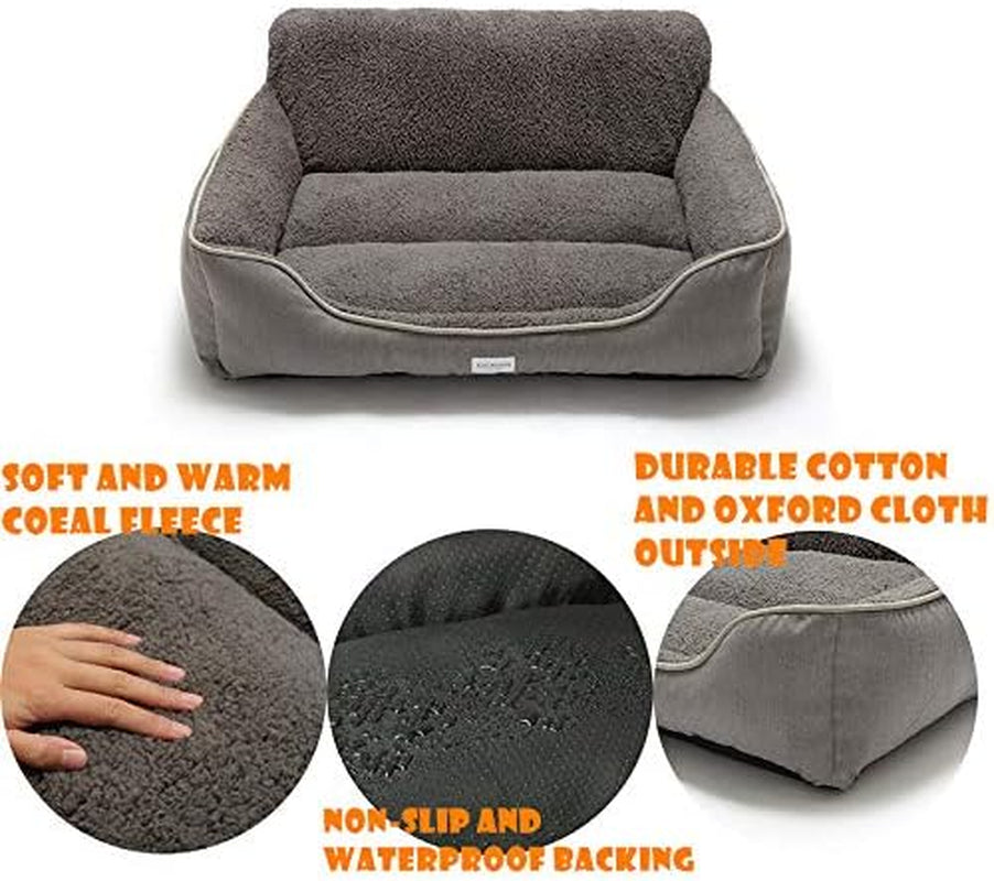 Rectangle Dog Bed Dog Beds for Small Dog Medium Dog Large Dog Washable Sleep Warm Dog Bed with Anti-Slip Bottom (X-Large, Grey)