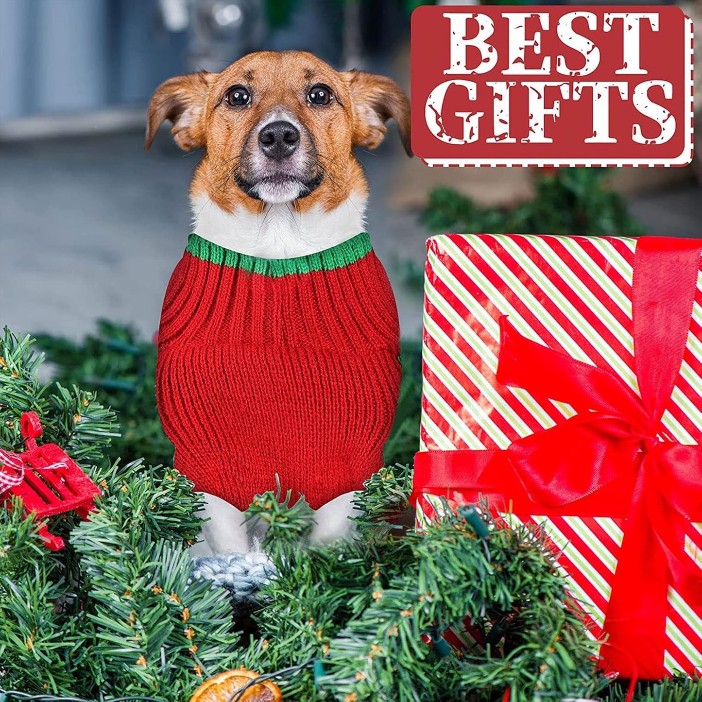 4 Pieces Christmas Dog Sweaters - Holiday Puppy Snow Elk Reindeer Snowman Elf Winter Knitwear Warm Clothes Funny Party Cosplay Dress for Small to Medium Dogs Cats (Medium)