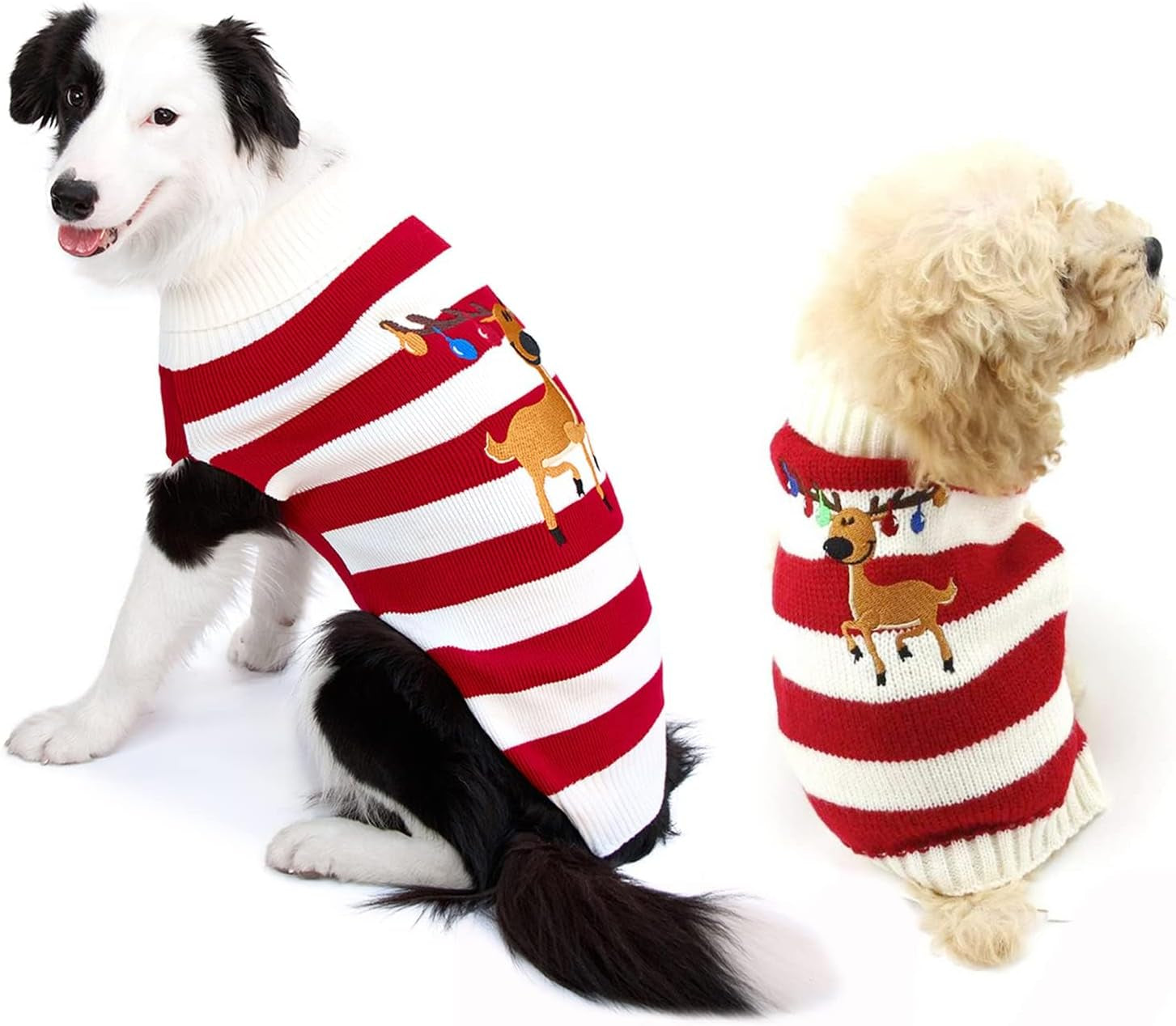 Dog Sweater Pet Christmas Elk Bells Sweaters Halloween Reindeer for Small Dog and Cat (M, Red)