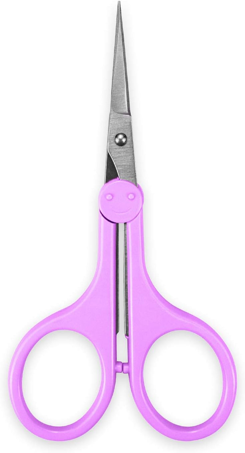 Eyebrow Scissors, Small Scissors for Facial, Nose, Eyebrow, Mustache, and Beard Hair Trimming & Grooming, Straight Edge, Purple Long Cap